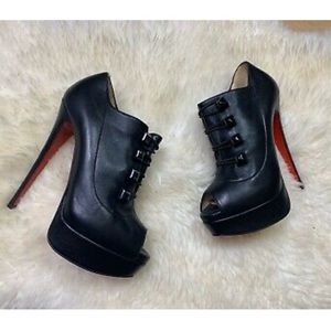 Christian Louboutin peep toe bootie platforms